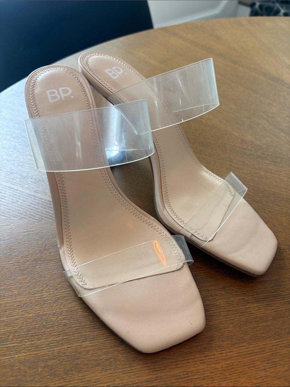 bp Clear-Strap Nude Heel Slides
